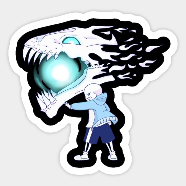 Undertale - Sans and Gasterblaster Sticker by theruins